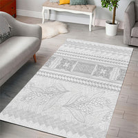 Samoa White Sunday Area Rug Lotu Tamaiti Samoan Siapo Teuila Flowers LT14 - Polynesian Pride