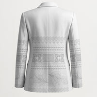 Samoa White Sunday Blazer Lotu Tamaiti Samoan Siapo Teuila Flowers LT14 - Polynesian Pride