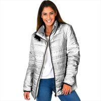 Samoa White Sunday Padded Jacket Lotu Tamaiti Samoan Siapo Teuila Flowers LT14 Women White - Polynesian Pride