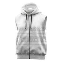 Samoa White Sunday Sleeveless Zip Hoodie Lotu Tamaiti Samoan Siapo Teuila Flowers LT14 White - Polynesian Pride