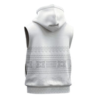 Samoa White Sunday Sleeveless Zip Hoodie Lotu Tamaiti Samoan Siapo Teuila Flowers LT14 - Polynesian Pride