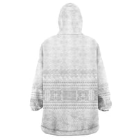 Samoa White Sunday Wearable Blanket Hoodie Lotu Tamaiti Samoan Siapo Teuila Flowers LT14 - Polynesian Pride