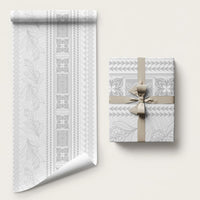 Samoa White Sunday Wrapping Paper Lotu Tamaiti Samoan Siapo Teuila Flowers LT14 58" × 23" White - Polynesian Pride