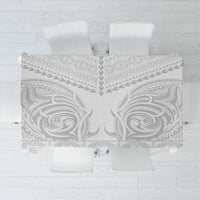 Niue White Sunday Tablecloth Aho Tapu Fanau Hiapo Pattern LT14 White - Polynesian Pride