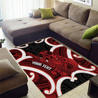Whero Aotearoa Atua Tumatauenga Personalised Area Rug Maori God Of War Tiki With Taiaha LT14 - Polynesian Pride
