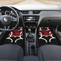 Whero Aotearoa Atua Tumatauenga Personalised Car Mats Maori God Of War Tiki With Taiaha LT14 Set 2pcs - Front Red - Polynesian Pride