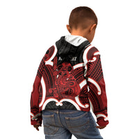 Whero Aotearoa Atua Tumatauenga Personalised Kid Hoodie Maori God Of War Tiki With Taiaha LT14 - Polynesian Pride