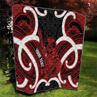 Whero Aotearoa Atua Tumatauenga Personalised Quilt Maori God Of War Tiki With Taiaha LT14 - Polynesian Pride