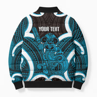 Kikorangi Aotearoa Atua Tumatauenga Personalised Bomber Puffer Jacket Maori God Of War Tiki With Taiaha LT14 - Polynesian Pride