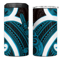 Kikorangi Aotearoa Atua Tumatauenga 4 in 1 Can Cooler Tumbler Maori God Of War Tiki With Taiaha LT14 One Size: 16 oz Blue - Polynesian Pride