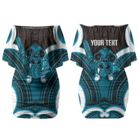 Kikorangi Aotearoa Atua Tumatauenga Personalised Couples Matching Off Shoulder Short Dress and Hawaiian Shirt Maori God Of War Tiki With Taiaha LT14 - Polynesian Pride