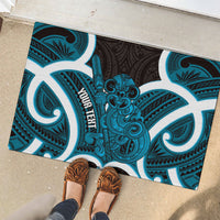 Kikorangi Aotearoa Atua Tumatauenga Personalised Rubber Doormat Maori God Of War Tiki With Taiaha LT14 - Polynesian Pride