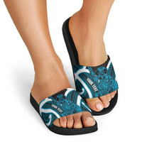 Kikorangi Aotearoa Atua Tumatauenga Personalised Slide Sandals Maori God Of War Tiki With Taiaha LT14 - Polynesian Pride