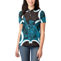 Kikorangi Aotearoa Atua Tumatauenga Personalised Women Polo Shirt Maori God Of War Tiki With Taiaha LT14 - Polynesian Pride