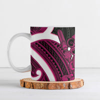 Mawhero Aotearoa Atua Tumatauenga Ceramic Mug Maori God Of War Tiki With Taiaha LT14 Pink - Polynesian Pride