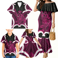Mawhero Aotearoa Atua Tumatauenga Personalised Family Matching Mermaid Dress and Hawaiian Shirt Maori God Of War Tiki With Taiaha LT14 - Polynesian Pride