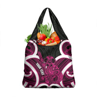 Mawhero Aotearoa Atua Tumatauenga Personalised Grocery Bag Maori God Of War Tiki With Taiaha LT14 1-pack One Size Pink - Polynesian Pride