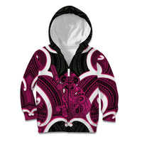 Mawhero Aotearoa Atua Tumatauenga Personalised Kid Hoodie Maori God Of War Tiki With Taiaha LT14 Zip Hoodie Pink - Polynesian Pride