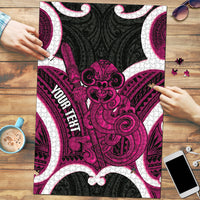 Mawhero Aotearoa Atua Tumatauenga Personalised Puzzle Maori God Of War Tiki With Taiaha LT14 Pink - Polynesian Pride