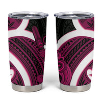 Mawhero Aotearoa Atua Tumatauenga Tumbler Cup Maori God Of War Tiki With Taiaha LT14 Pink - Polynesian Pride