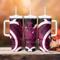 Mawhero Aotearoa Atua Tumatauenga Tumbler With Handle Maori God Of War Tiki With Taiaha LT14 - Polynesian Pride