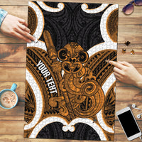 Karaka Aotearoa Atua Tumatauenga Personalised Puzzle Maori God Of War Tiki With Taiaha LT14 Orange - Polynesian Pride