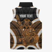 Karaka Aotearoa Atua Tumatauenga Personalised Sleeveless Puffer Jacket Maori God Of War Tiki With Taiaha LT14 - Polynesian Pride