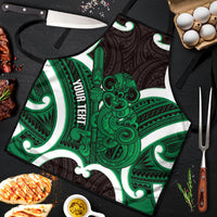 Kakariki Aotearoa Atua Tumatauenga Personalised Apron Maori God Of War Tiki With Taiaha LT14 Green - Polynesian Pride
