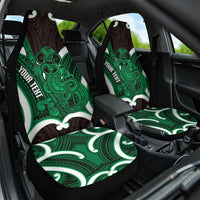 Kakariki Aotearoa Atua Tumatauenga Personalised Car Seat Cover Maori God Of War Tiki With Taiaha LT14 One Size Green - Polynesian Pride