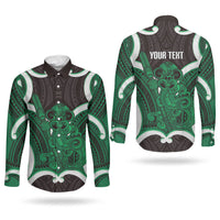Kakariki Aotearoa Atua Tumatauenga Personalised Couples Matching Summer Maxi Dress and Long Sleeve Button Shirt Maori God Of War Tiki With Taiaha LT14 - Polynesian Pride