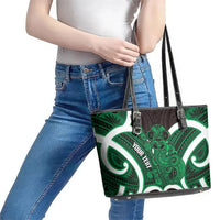 Kakariki Aotearoa Atua Tumatauenga Personalised Leather Tote Bag Maori God Of War Tiki With Taiaha LT14 - Polynesian Pride