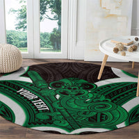 Kakariki Aotearoa Atua Tumatauenga Personalised Round Carpet Maori God Of War Tiki With Taiaha LT14 - Polynesian Pride