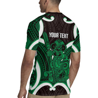 Kakariki Aotearoa Atua Tumatauenga Personalised Rugby Jersey Maori God Of War Tiki With Taiaha LT14 - Polynesian Pride