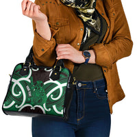 Kakariki Aotearoa Atua Tumatauenga Personalised Shoulder Handbag Maori God Of War Tiki With Taiaha LT14 - Polynesian Pride
