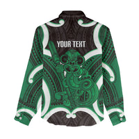 Kakariki Aotearoa Atua Tumatauenga Personalised Women Casual Shirt Maori God Of War Tiki With Taiaha LT14 - Polynesian Pride