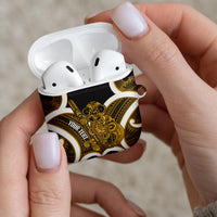 Kowhai Aotearoa Atua Tumatauenga Personalised AirPods Case Maori God Of War Tiki With Taiaha LT14 - Polynesian Pride