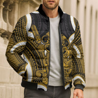 Kowhai Aotearoa Atua Tumatauenga Personalised Bomber Puffer Jacket Maori God Of War Tiki With Taiaha LT14 - Polynesian Pride