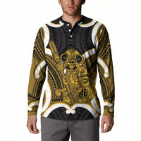 Kowhai Aotearoa Atua Tumatauenga Personalised Button Sweatshirt Maori God Of War Tiki With Taiaha LT14 - Polynesian Pride