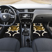 Kowhai Aotearoa Atua Tumatauenga Personalised Car Mats Maori God Of War Tiki With Taiaha LT14 Set 2pcs - Front Yellow - Polynesian Pride