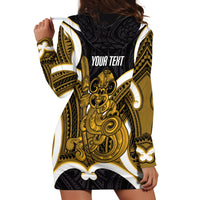 Kowhai Aotearoa Atua Tumatauenga Personalised Hoodie Dress Maori God Of War Tiki With Taiaha LT14 - Polynesian Pride