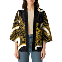 Kowhai Aotearoa Atua Tumatauenga Personalised Kimono Maori God Of War Tiki With Taiaha LT14 - Polynesian Pride