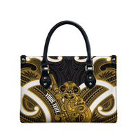 Kowhai Aotearoa Atua Tumatauenga Personalised Leather Bag Maori God Of War Tiki With Taiaha LT14 - Polynesian Pride