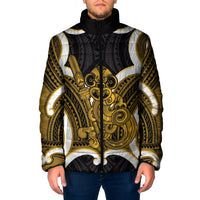 Kowhai Aotearoa Atua Tumatauenga Personalised Padded Jacket Maori God Of War Tiki With Taiaha LT14 Men Yellow - Polynesian Pride