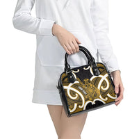 Kowhai Aotearoa Atua Tumatauenga Personalised Shoulder Handbag Maori God Of War Tiki With Taiaha LT14 - Polynesian Pride