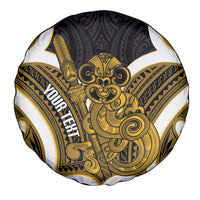 Kowhai Aotearoa Atua Tumatauenga Personalised Spare Tire Cover Maori God Of War Tiki With Taiaha LT14 - Polynesian Pride