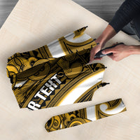 Kowhai Aotearoa Atua Tumatauenga Personalised Umbrella Maori God Of War Tiki With Taiaha LT14 - Polynesian Pride