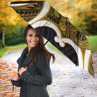 Kowhai Aotearoa Atua Tumatauenga Personalised Umbrella Maori God Of War Tiki With Taiaha LT14 - Polynesian Pride