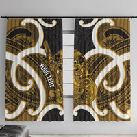 Kowhai Aotearoa Atua Tumatauenga Personalised Window Curtain Maori God Of War Tiki With Taiaha LT14 With Hooks Yellow - Polynesian Pride
