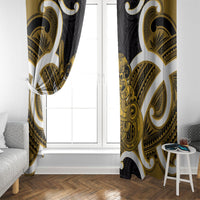 Kowhai Aotearoa Atua Tumatauenga Personalised Window Curtain Maori God Of War Tiki With Taiaha LT14 - Polynesian Pride
