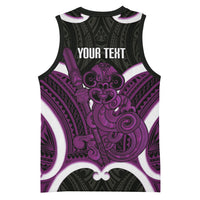 Waiporoporo Aotearoa Atua Tumatauenga Personalised Basketball Jersey Maori God Of War Tiki With Taiaha LT14 - Polynesian Pride